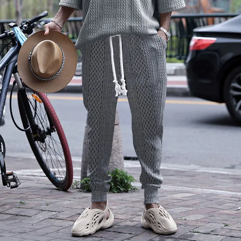 Cross-Border Men's Jacquard Drawstring Pants Large Spring Summer — feature 2