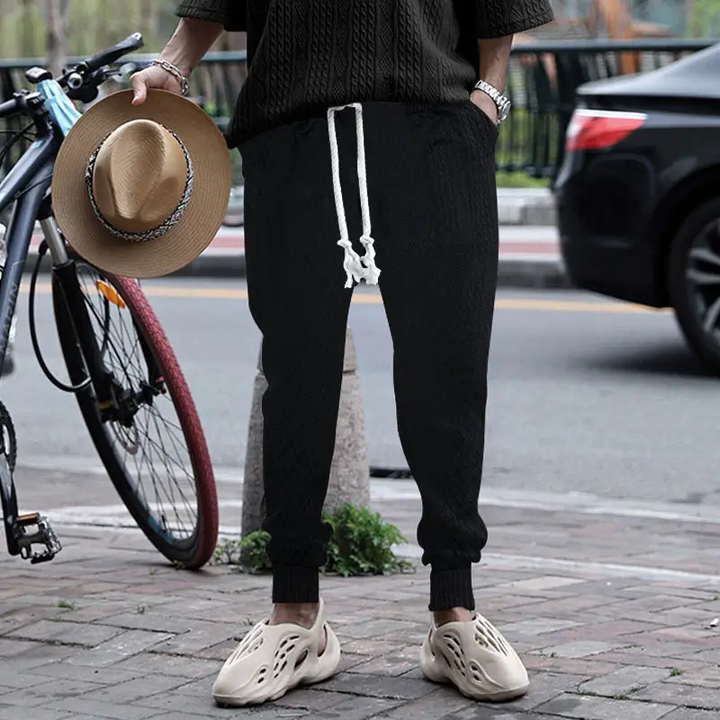 Cross-Border Men's Jacquard Drawstring Pants Large Spring Summer - Image 2