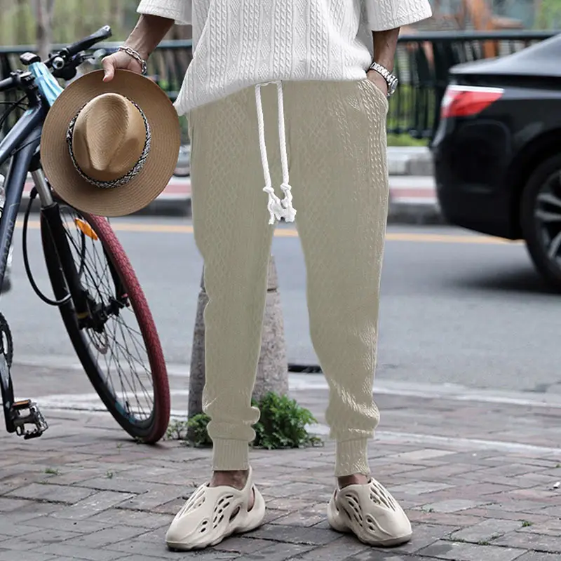 Cross-Border Men's Jacquard Drawstring Pants Large Spring Summer - Image 3