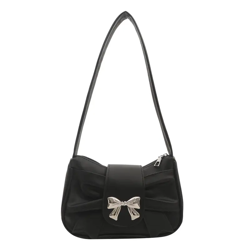 Black Bow Decorated Shoulder Bag for Women - Image 11
