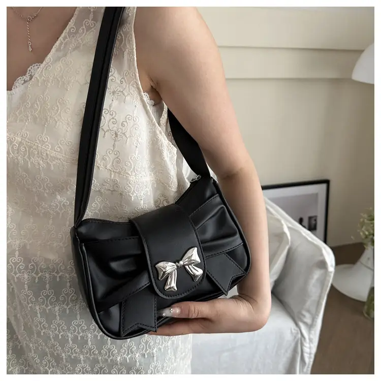 Black Bow Decorated Shoulder Bag for Women — feature 17