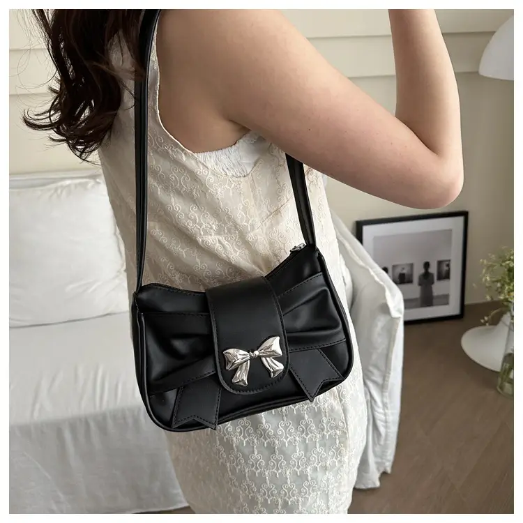 Black Bow Decorated Shoulder Bag for Women — feature 18