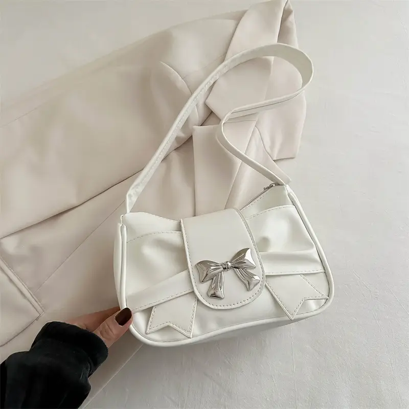 Black Bow Decorated Shoulder Bag for Women - Image 2