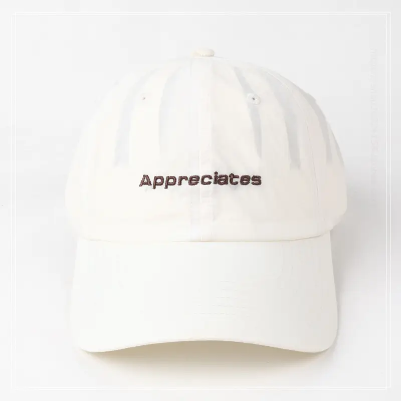 Women's Beige Korean Embroidered Baseball Cap
