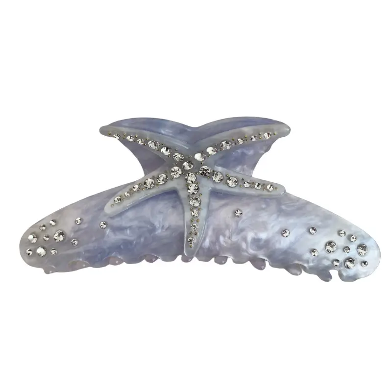 Shark Clip Full Diamond Starfish Clip European American Light Luxury Acetic Acid Large Clip Back Head Hair Disc Clip - Image 7