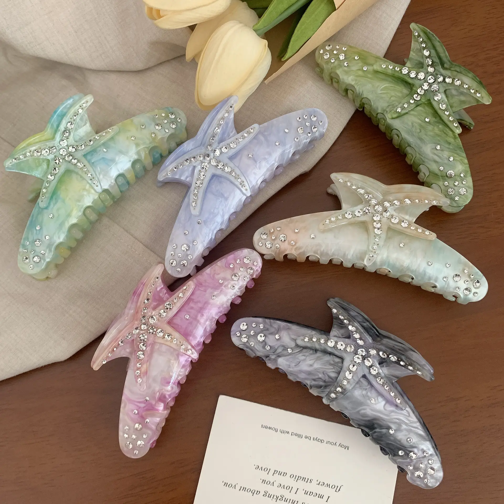 Shark Clip Full Diamond Starfish Clip European American Light Luxury Acetic Acid Large Clip Back Head Hair Disc Clip — feature 15