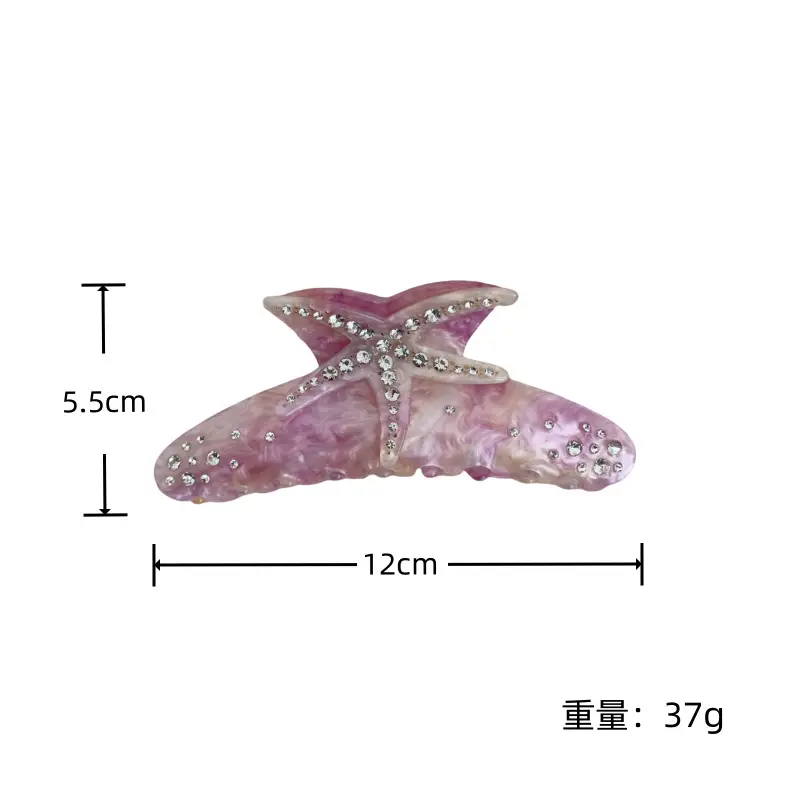Shark Clip Full Diamond Starfish Clip European American Light Luxury Acetic Acid Large Clip Back Head Hair Disc Clip — feature 5