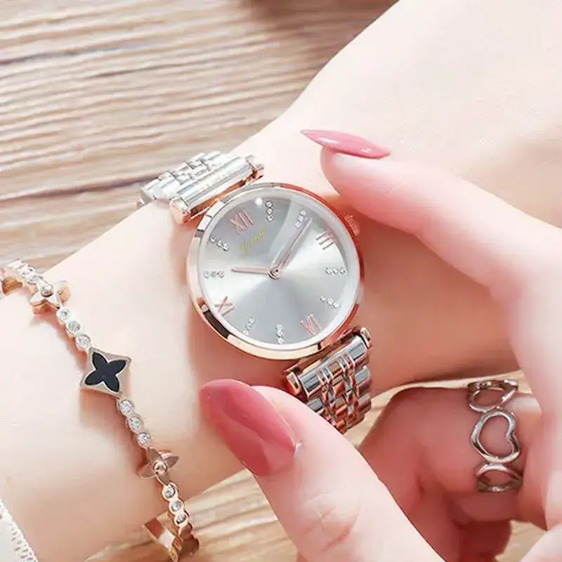 Women's Rose Gold Diamond Watch with Stainless Band - Image 3