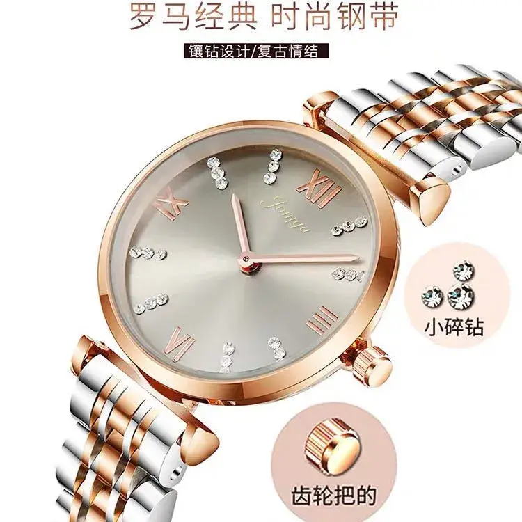 Women's Rose Gold Diamond Watch with Stainless Band - Image 4