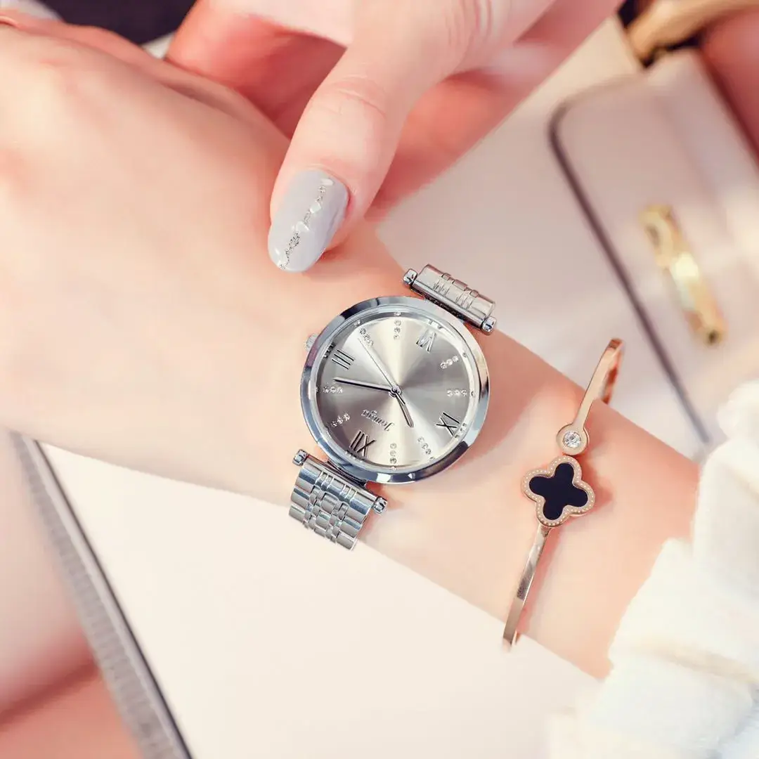 Women's Rose Gold Diamond Watch with Stainless Band - Image 5