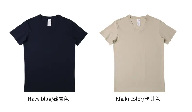 Men V-Neck Slim Fit T-Shirt Navy Blue Summer — feature 24