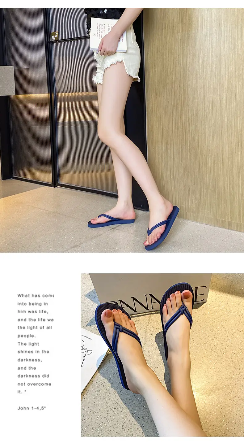 Women's Summer Flip-Flops, Beach Flip-Flops, Breathable and Comfortable, Trendy Ins Style, Flat Sandals — feature 35