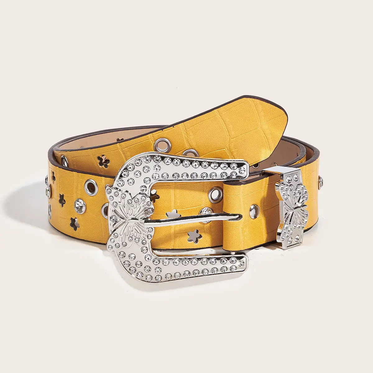 Pink Butterfly Belt with Diamond Buckle for Women - Image 7