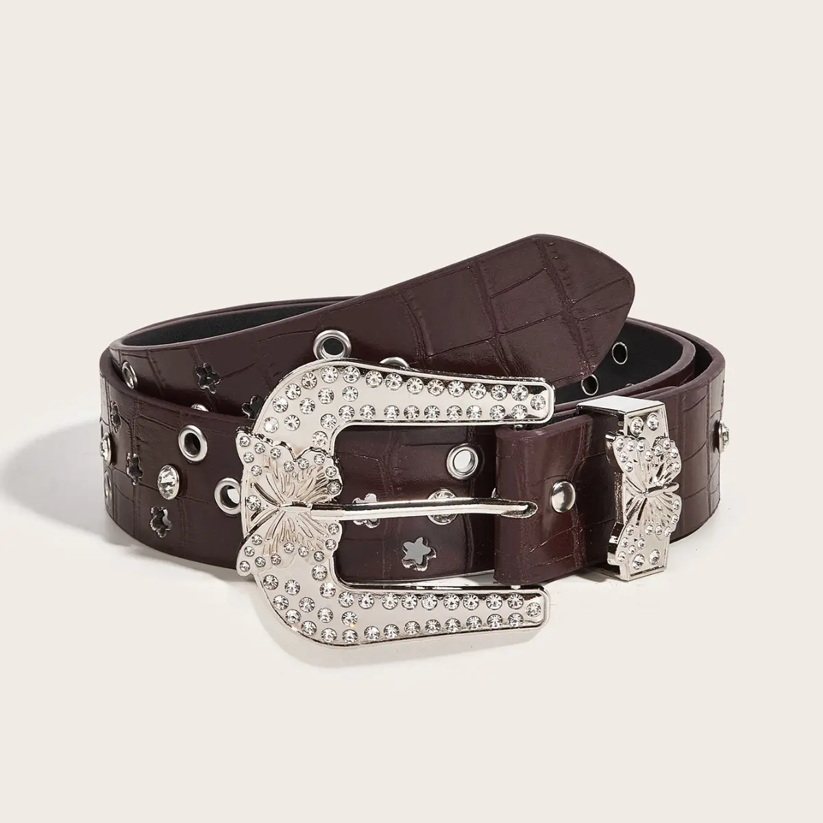 Pink Butterfly Belt with Diamond Buckle for Women - Image 9