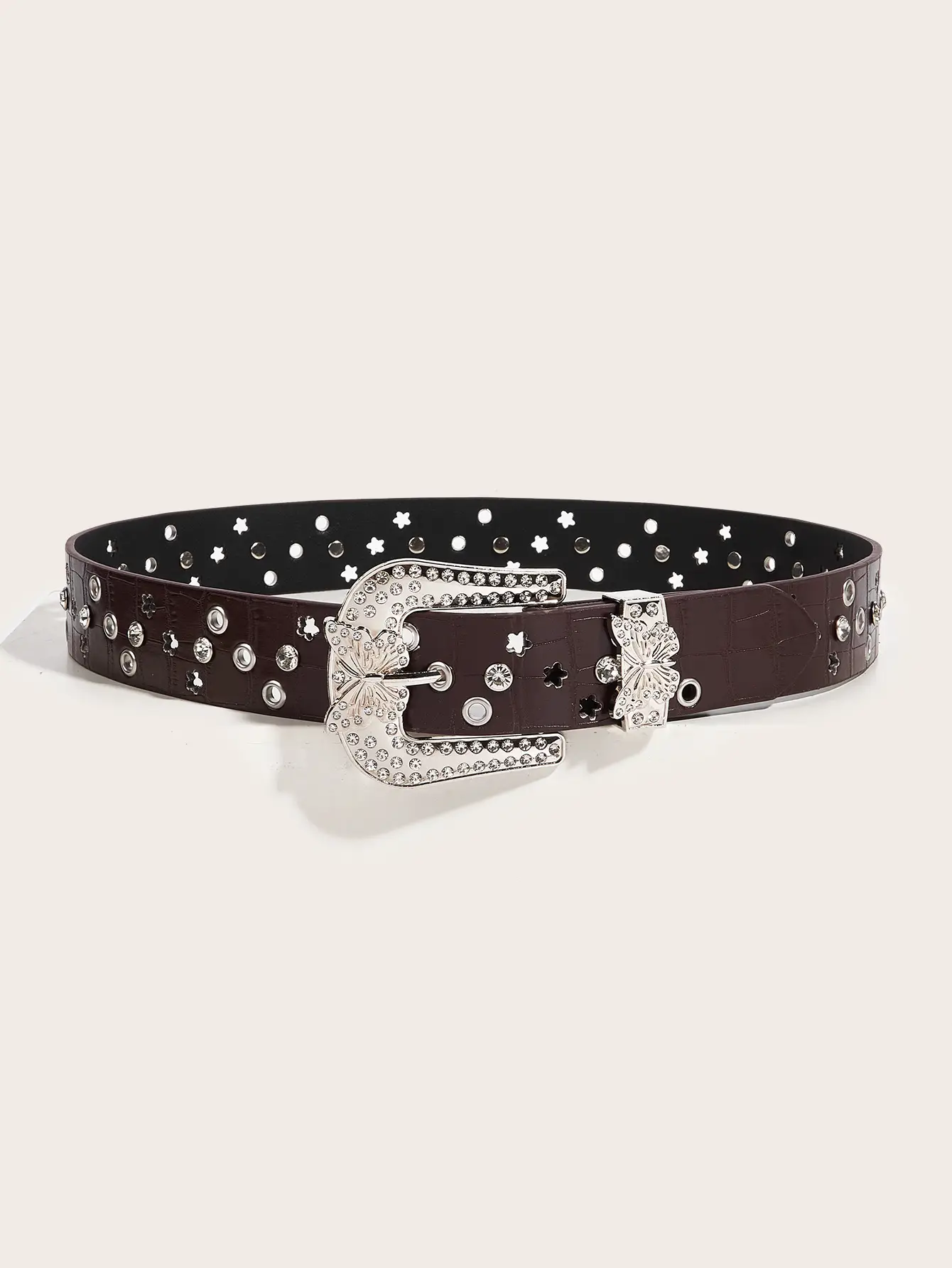 Pink Butterfly Belt with Diamond Buckle for Women - Image 2