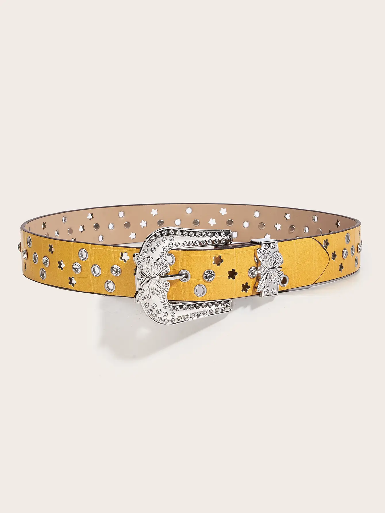 Pink Butterfly Belt with Diamond Buckle for Women - Image 3