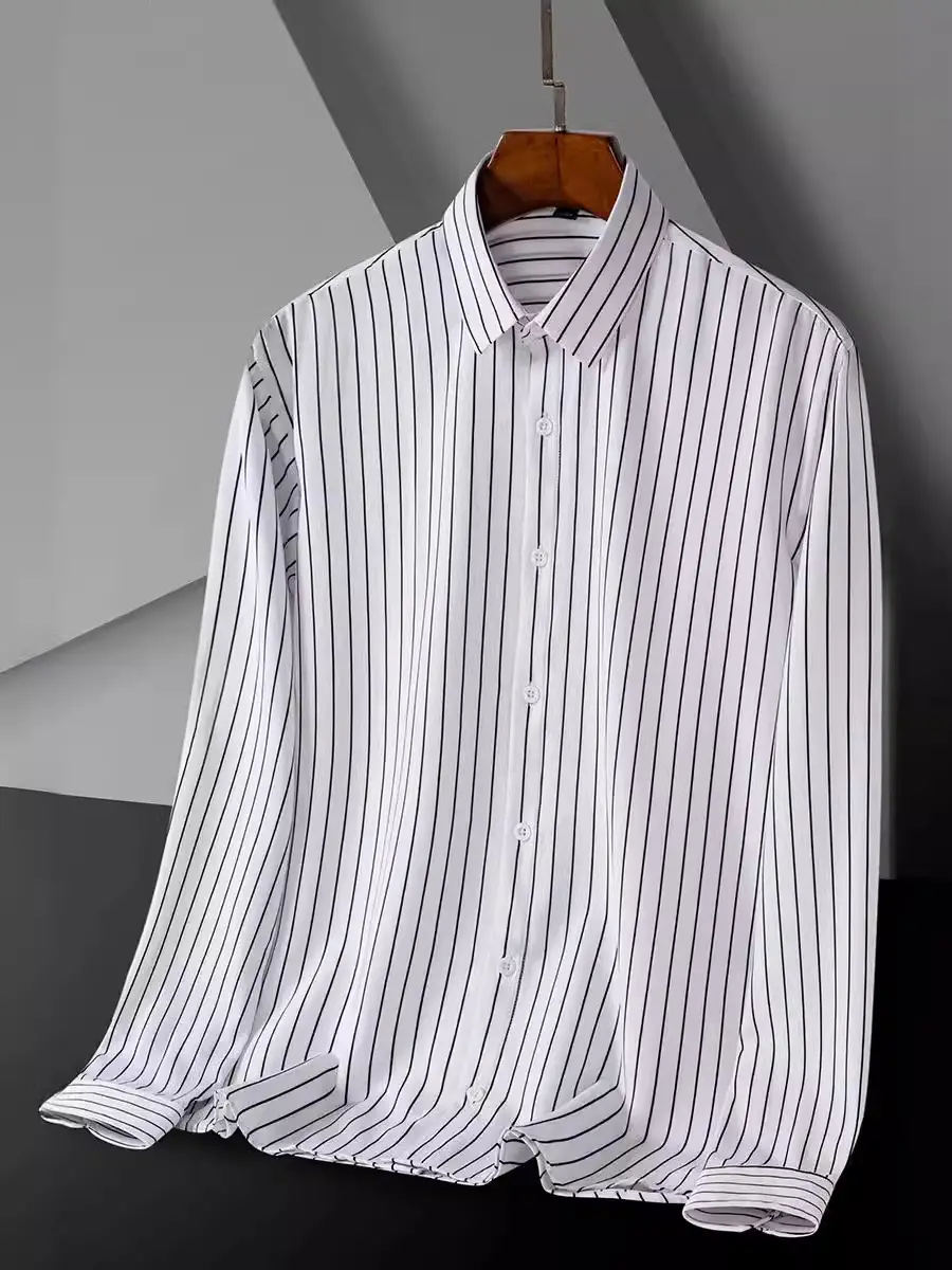 Men's Green Striped Button Down Shirt - Image 15