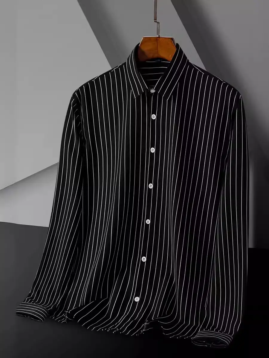 Men's Green Striped Button Down Shirt - Image 16