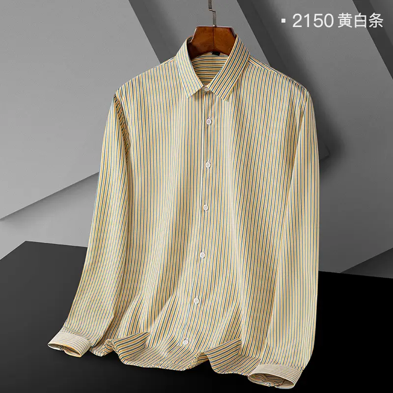 Men's Green Striped Button Down Shirt - Image 2
