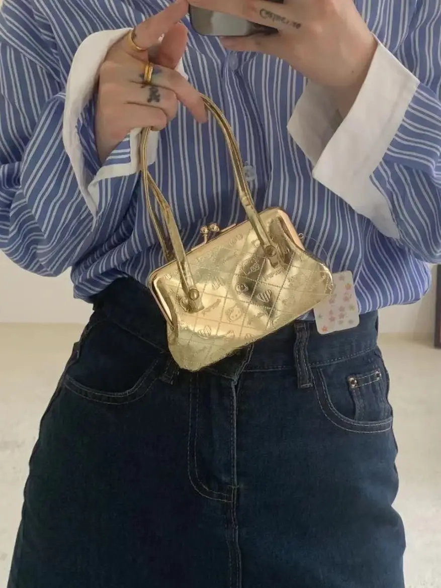 Antique Cartoon Glitter Silver Gold Tote Bag