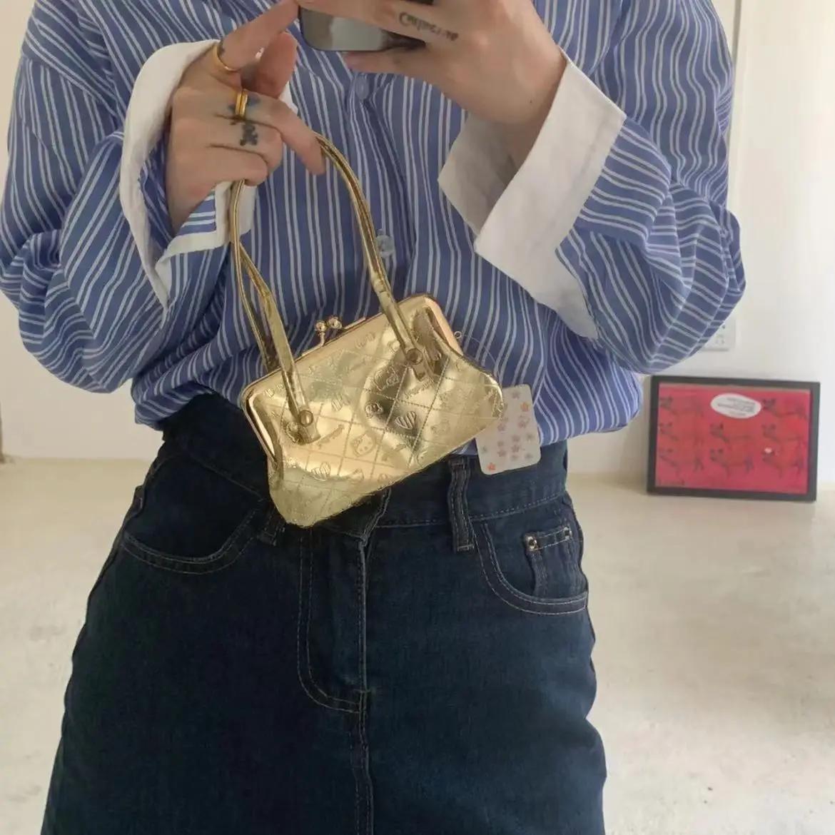 Antique Cartoon Glitter Silver Gold Tote Bag — feature 4