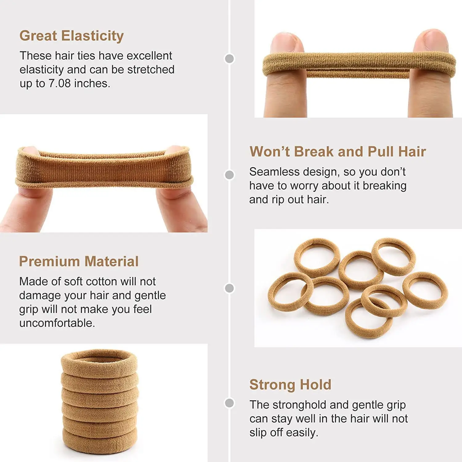 Cross-border Hair Towel Rings 100 Pcs High Elastic Nylon — feature 7