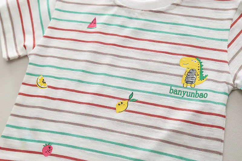 Children Cotton Striped T-Shirt Shorts 2024 Set — feature 7