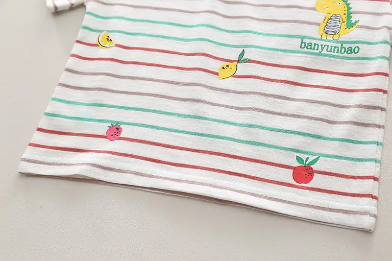 Children Cotton Striped T-Shirt Shorts 2024 Set — feature 8