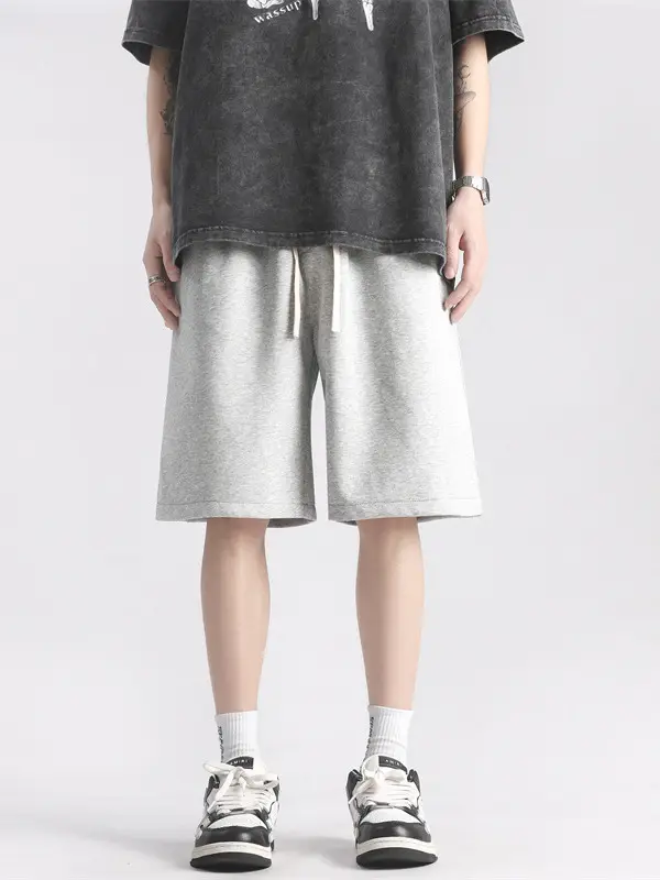 Men's Red Drawstring Shorts Summer Loose Fit