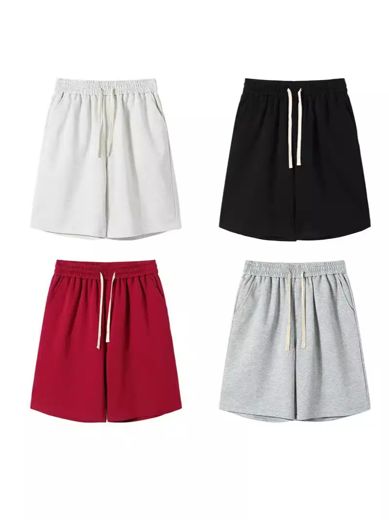 Men's Red Drawstring Shorts Summer Loose Fit