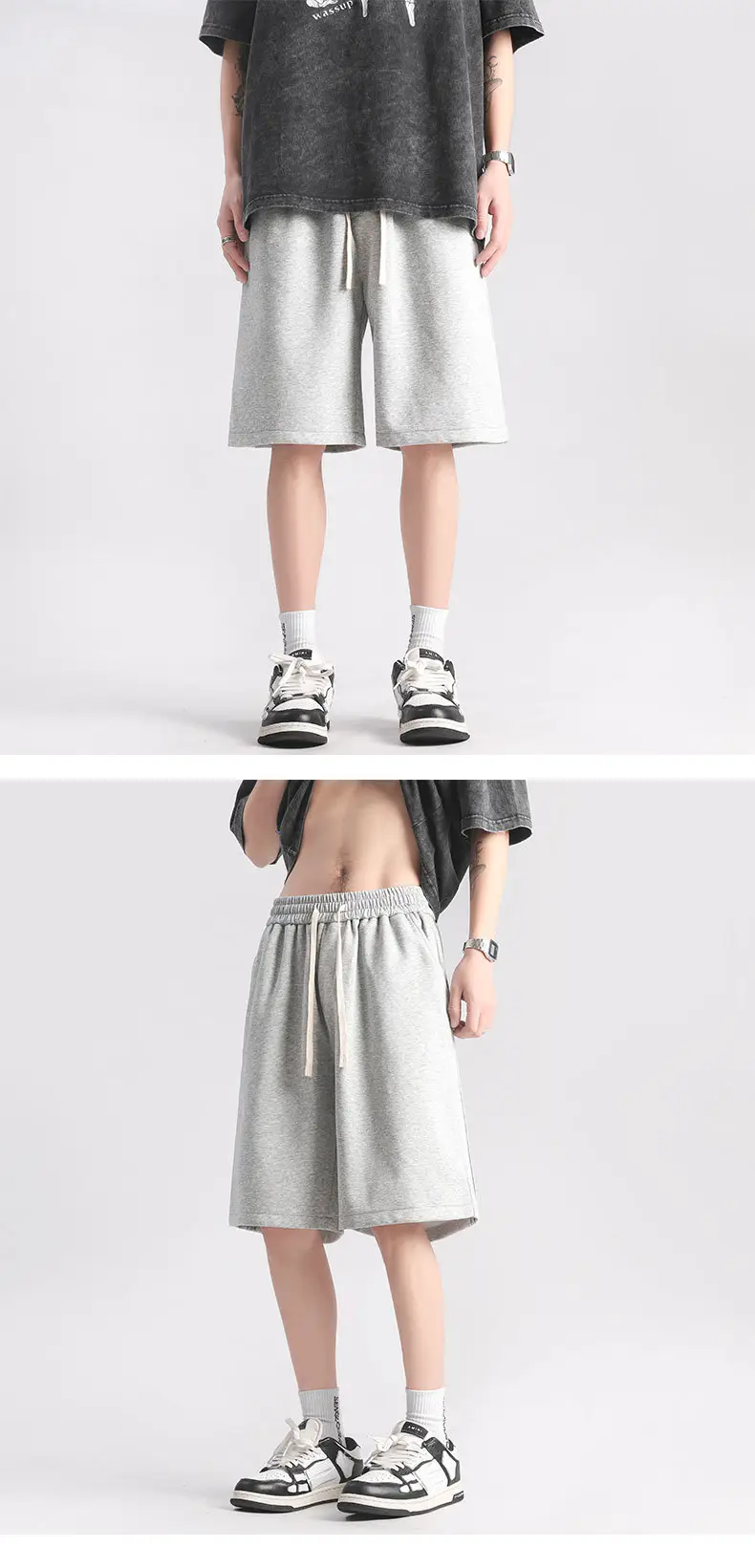 Men's Red Drawstring Shorts Summer Loose Fit — feature 10