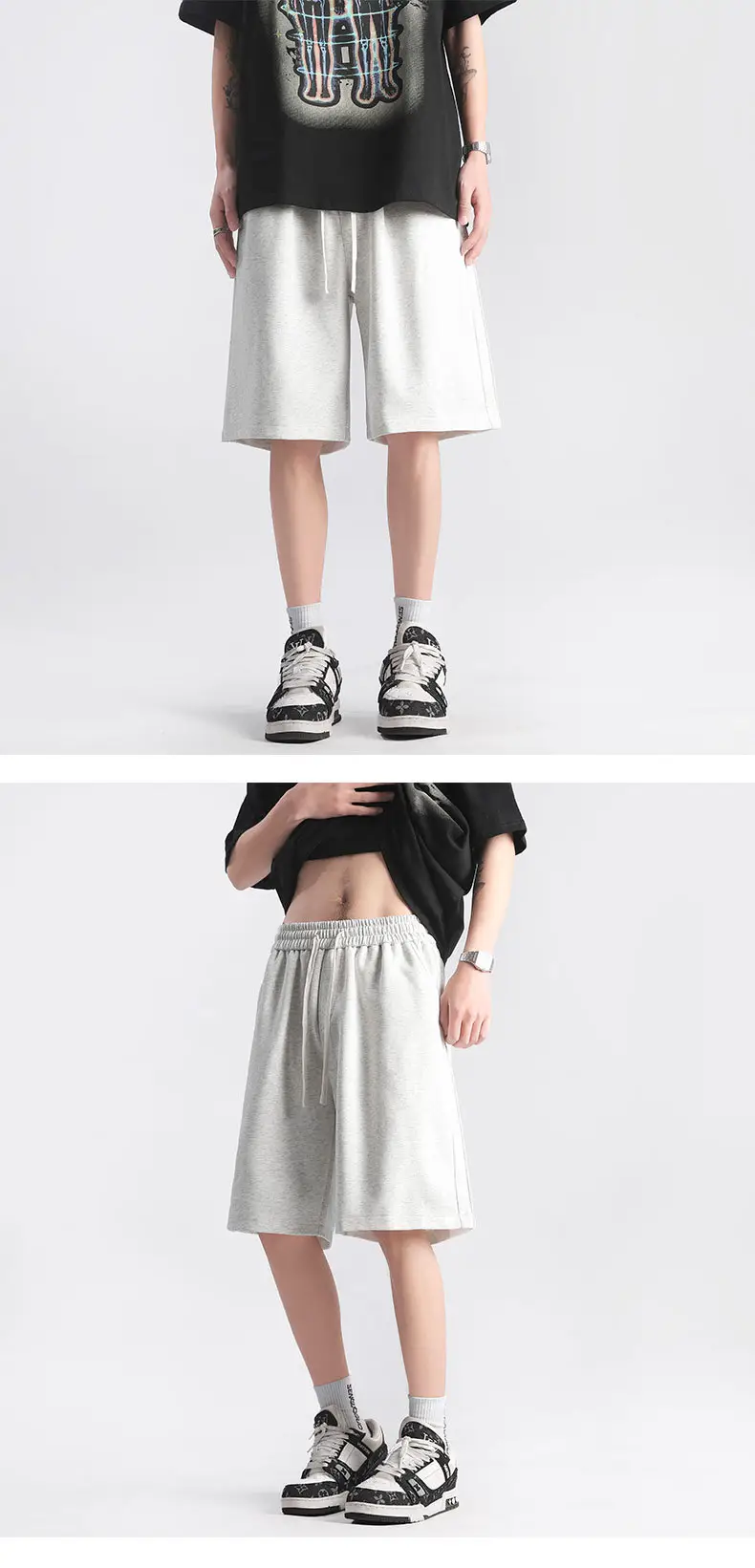 Men's Red Drawstring Shorts Summer Loose Fit — feature 13