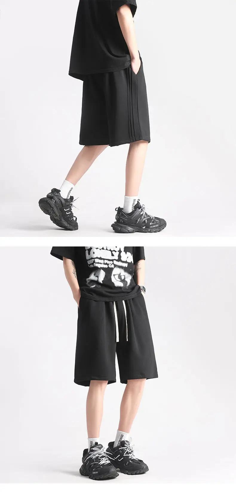 Men's Red Drawstring Shorts Summer Loose Fit — feature 5