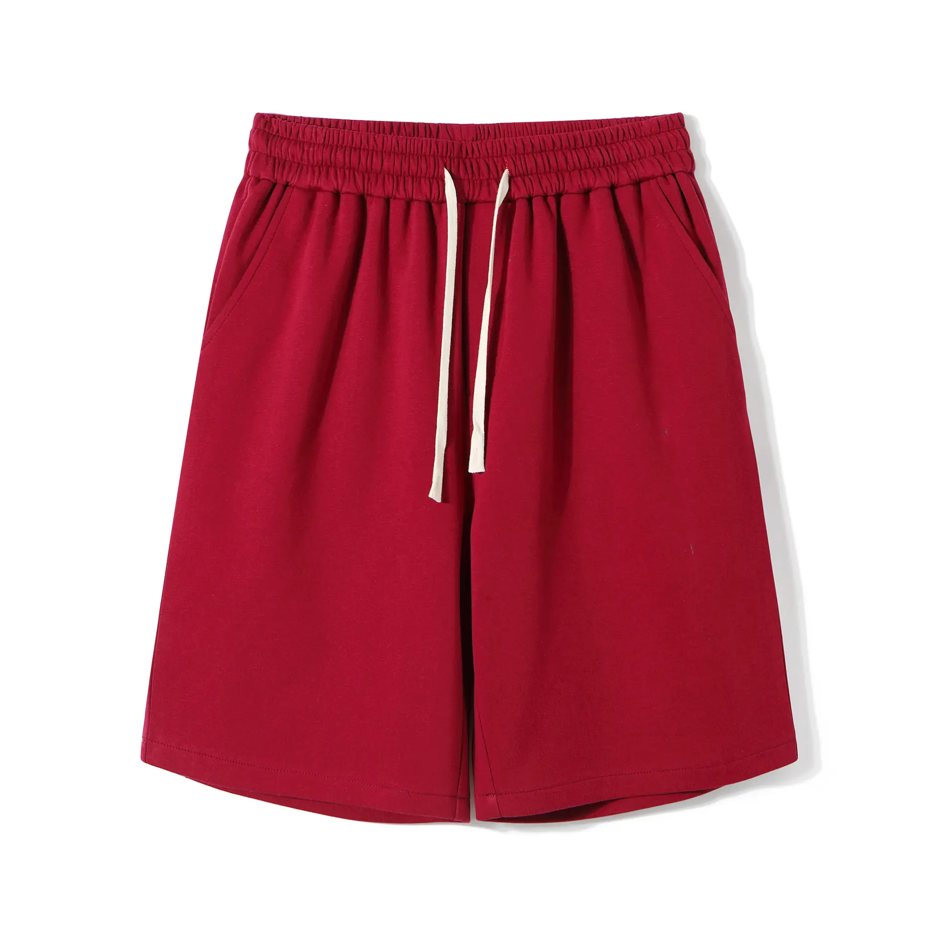 Men's Red Drawstring Shorts Summer Loose Fit