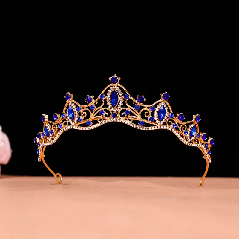 Hippolyde Style Bride Crown Pink Crystal Wedding Headwear - Image 6