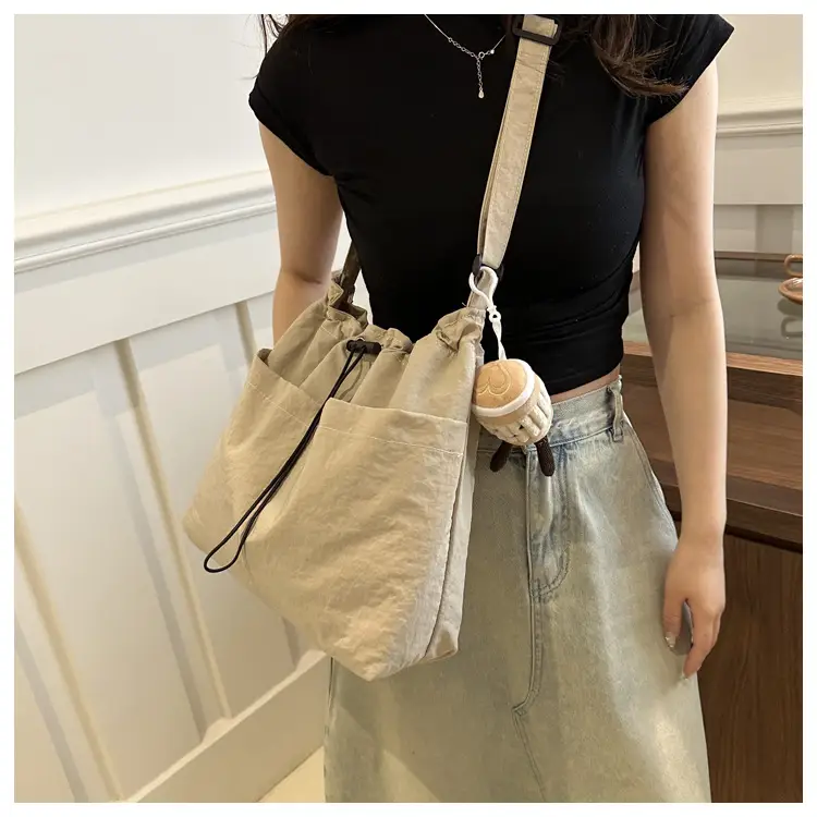 Olive Green Drawstring Shoulder Bag 2024 — feature 11