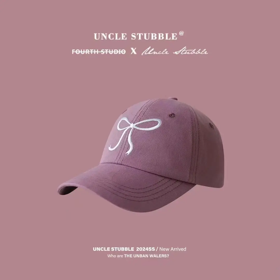 Bow Embroidered Cap Set Grey Black Pink White — feature 5
