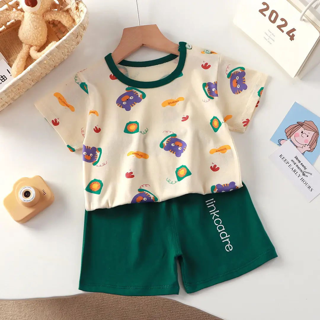 Baby Dinosaur T-Shirt Shorts Set Orange White Kids - Image 12