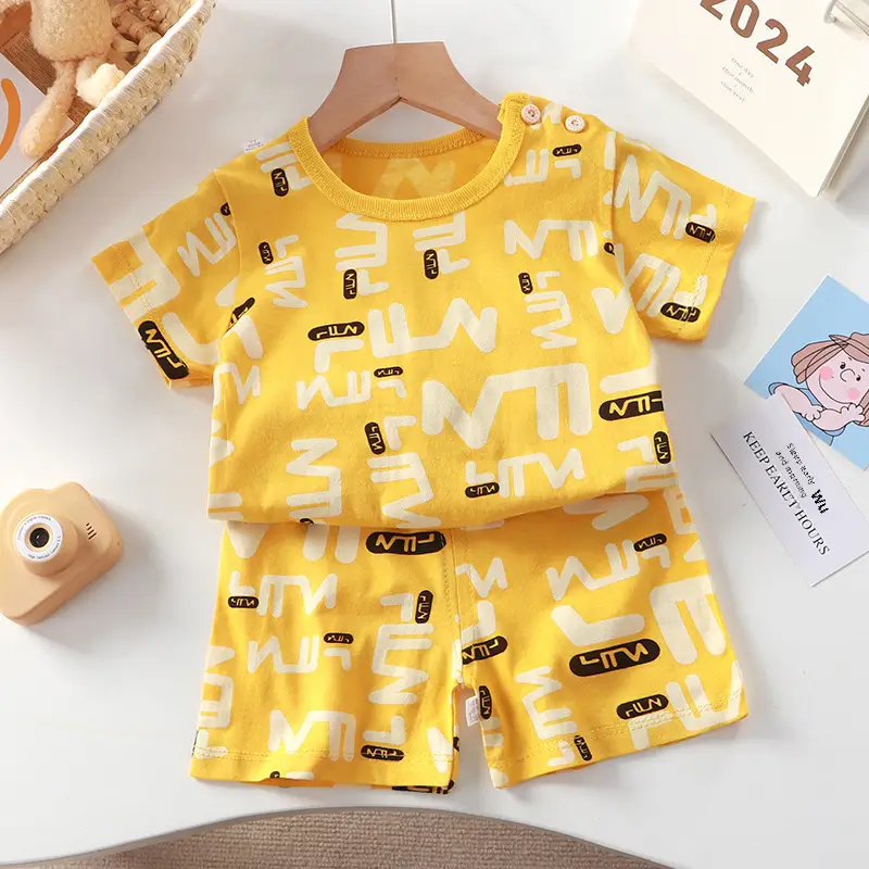 Baby Dinosaur T-Shirt Shorts Set Orange White Kids - Image 157