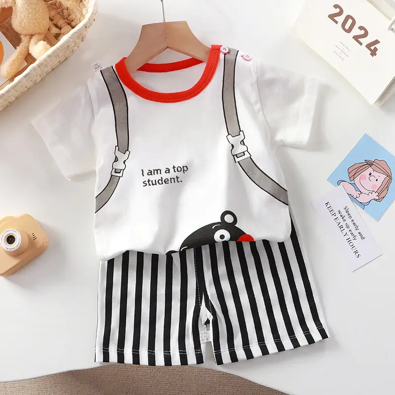 Baby Dinosaur T-Shirt Shorts Set Orange White Kids - Image 180