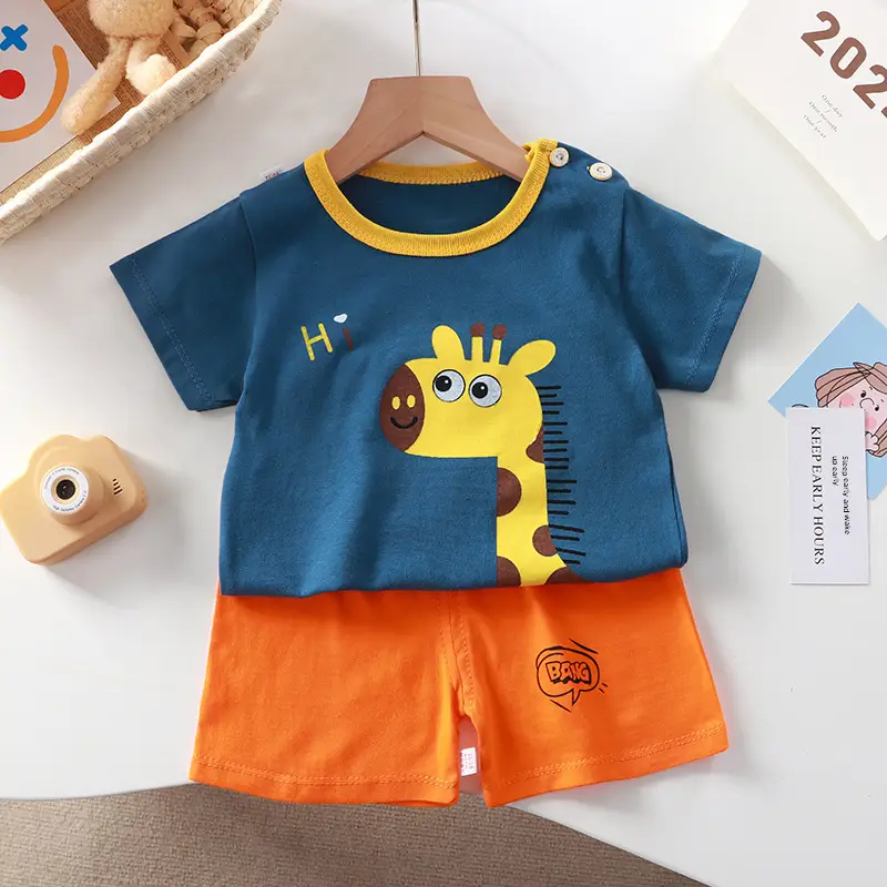 Baby Dinosaur T-Shirt Shorts Set Orange White Kids - Image 189