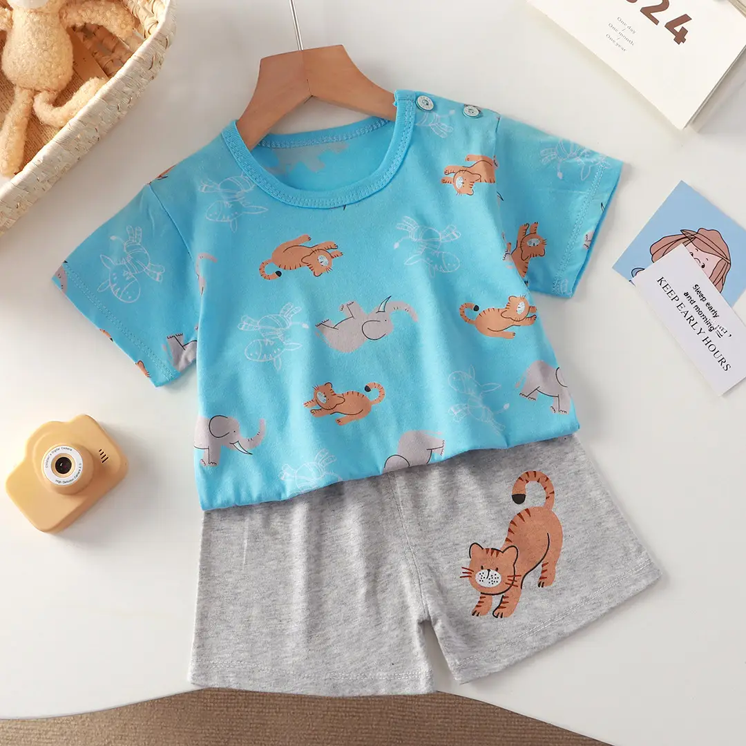 Baby Dinosaur T-Shirt Shorts Set Orange White Kids - Image 30
