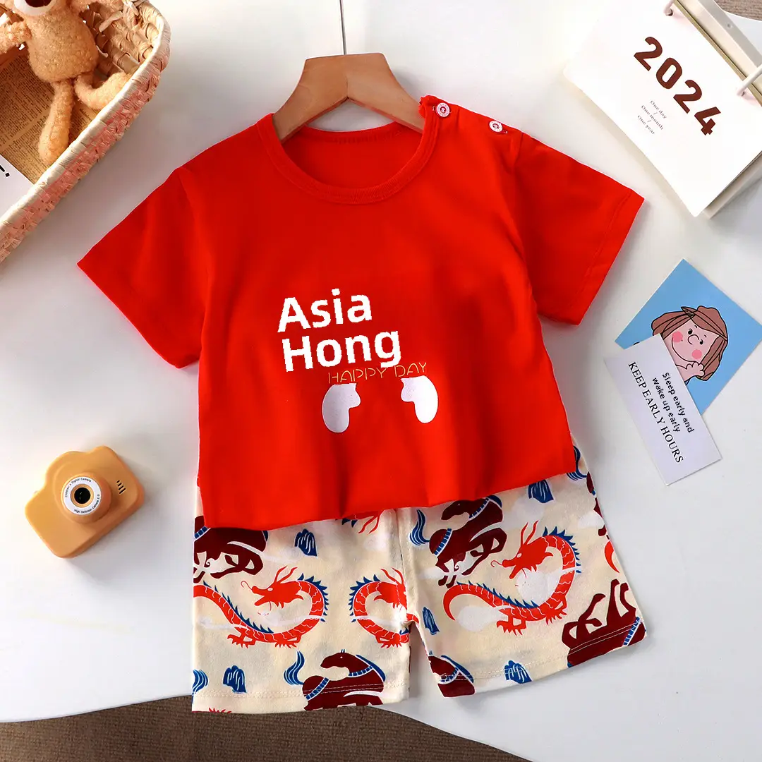 Baby Dinosaur T-Shirt Shorts Set Orange White Kids - Image 38