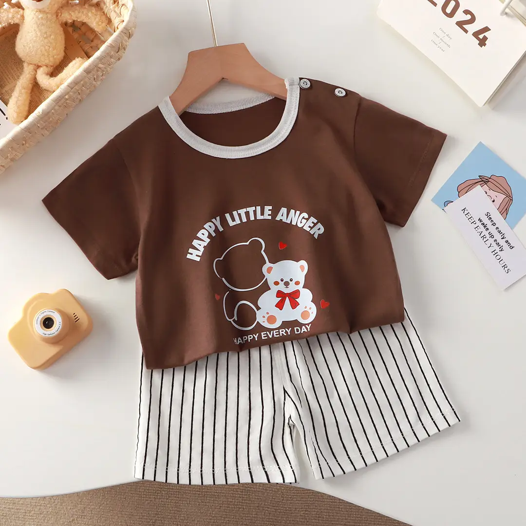 Baby Dinosaur T-Shirt Shorts Set Orange White Kids - Image 41