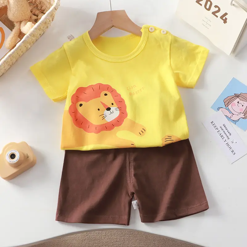 Baby Dinosaur T-Shirt Shorts Set Orange White Kids - Image 59