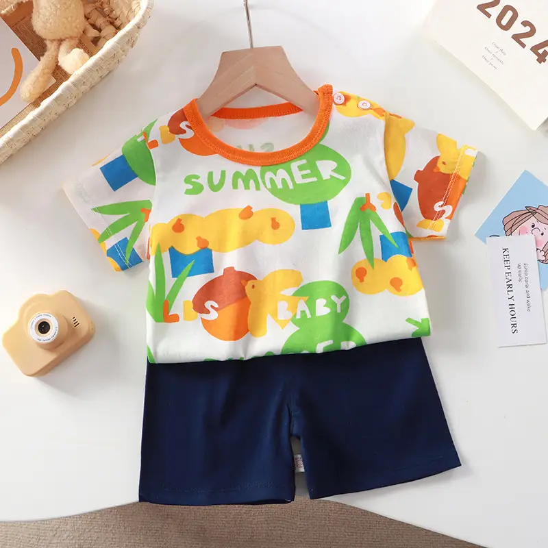 Baby Dinosaur T-Shirt Shorts Set Orange White Kids - Image 65