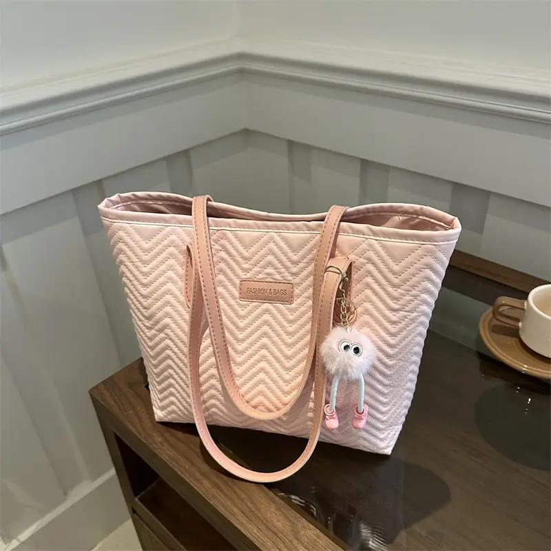 Pink Textured Shoulder Bag for Women Spring New - Image 8