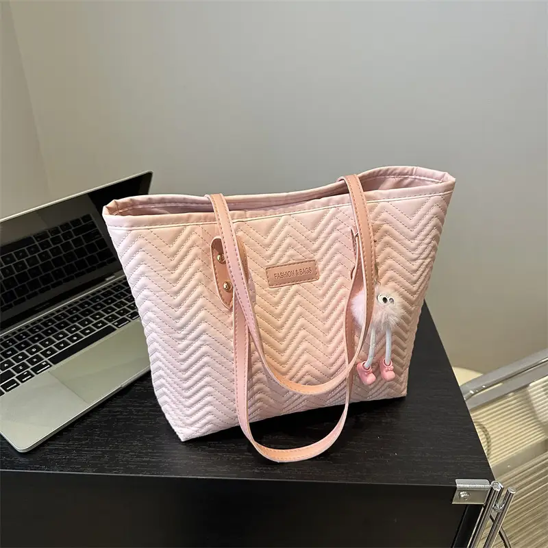 Pink Textured Shoulder Bag for Women Spring New - Image 10