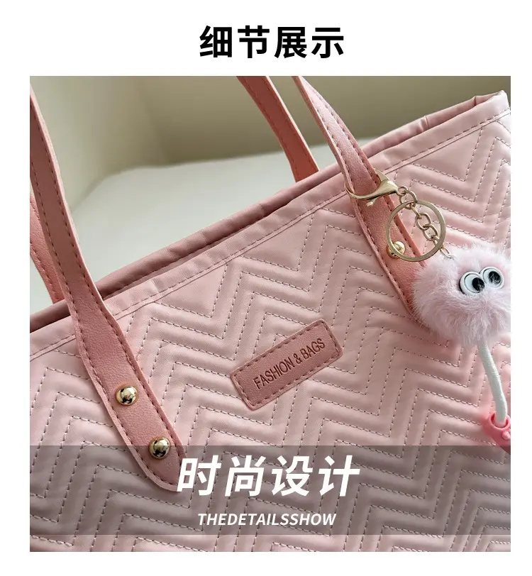 Pink Textured Shoulder Bag for Women Spring New — feature 2