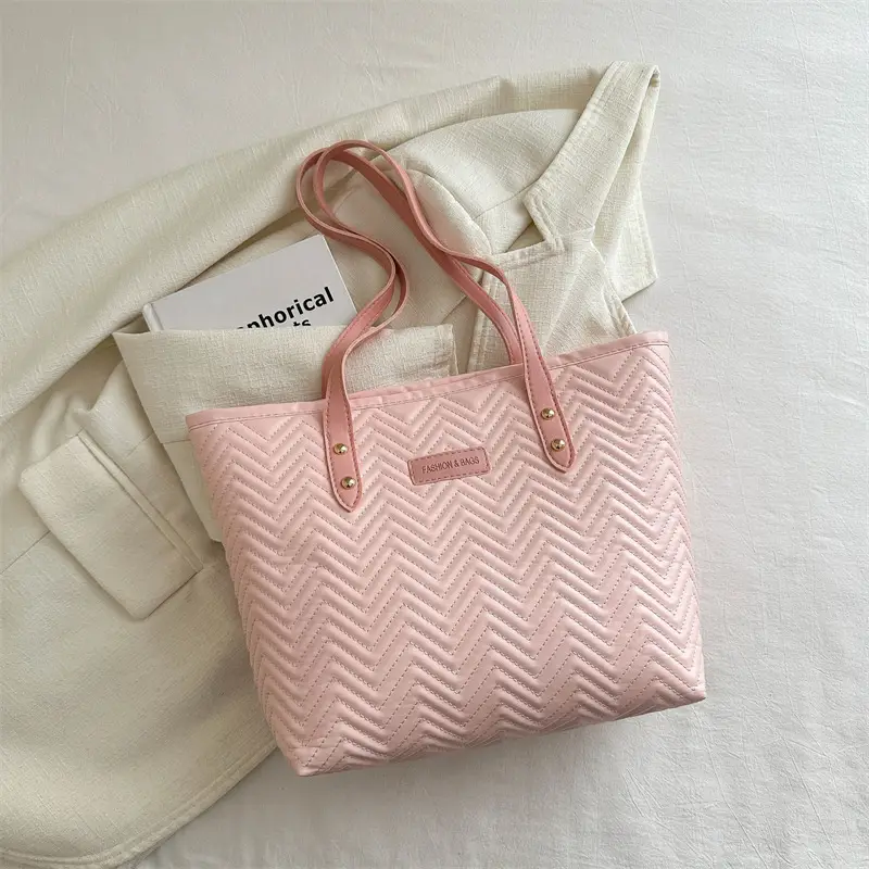 Pink Textured Shoulder Bag for Women Spring New - Image 3
